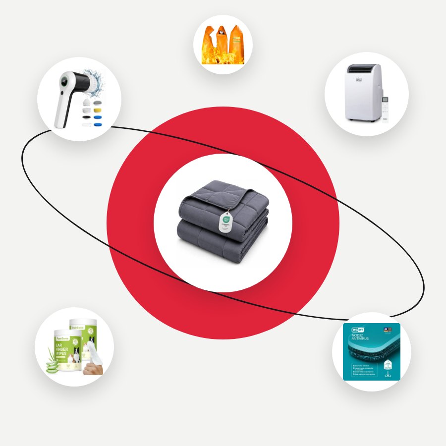 Products from across the store in orbit